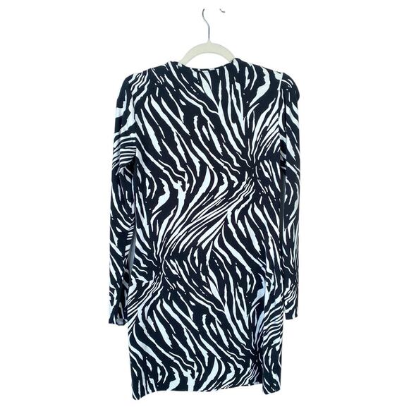 DIANE VON FURSTENBERG Reina Long Sleeve Zebra Print Dress Size 8 Animal Print - Picture 3 of 9